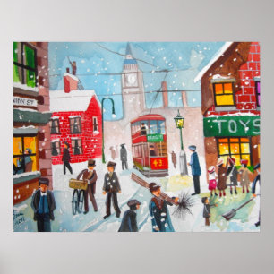 Schneeszene Winterschornstein fegt Bild G Bruce Poster