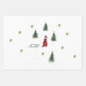 Schneetag der Fox- und Kaninchen-Illustration Geschenkpapier Set (Vorderseite)