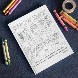Schneetag-Farbbuch Postkarte