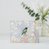 Schneetag Hummingbird-Malerei Postkarte (Stehend Vorderseite)