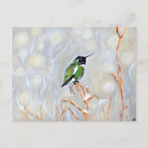Schneetag Hummingbird-Malerei Postkarte