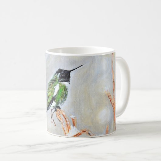 Schneetag Hummingbird Painting Postcard Kaffeetasse (VorderseiteRechts)