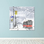 Schneetag in Toronto Leinwanddruck (Insitu (Holzboden))