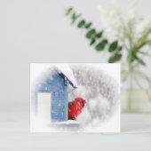 Schneetag-Kardinal - Vogel Postkarte (Stehend Vorderseite)