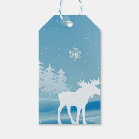 Schneetag mit Schneeflocken Geschenkanhänger (Vorderseite)