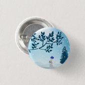 Schneetag mit schneeweißem und Weihnachtsbaum Button (Vorne & Hinten)