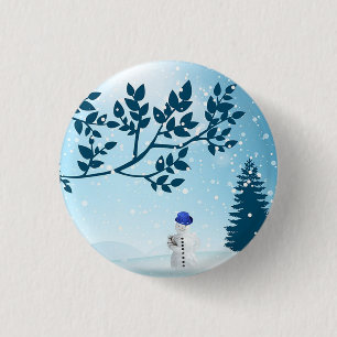 Schneetag mit schneeweißem und Weihnachtsbaum Button