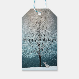 Schneetag, schneebedeckter Baum, sonniger Tag Geschenkanhänger