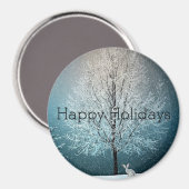 Schneetag, schneebedeckter Baum, sonniger Tag Magnet (Vorderseite/Rückseite)