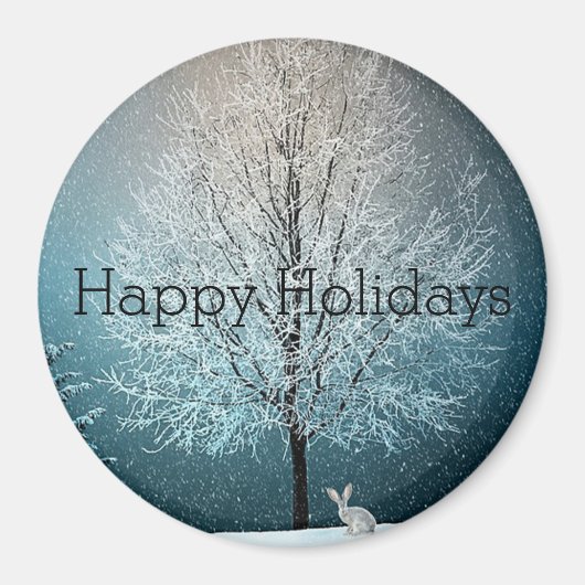 Schneetag, schneebedeckter Baum, sonniger Tag Magnet (Vorne)