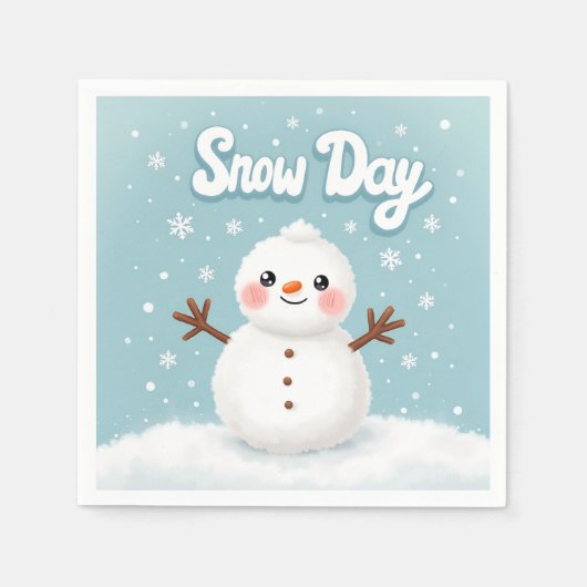Schneetag Schneemann Winter Serviette (Vorderseite)