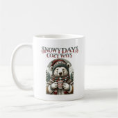 Schneetage, gemütliche Wege | Bär mit heißem Kakao Kaffeetasse (Links)