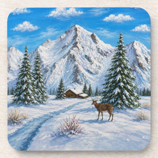 Schneetal im Gebirge Getränkeuntersetzer (Vorderseite)