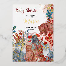 Schneetiere Füchse Blume für Babydusche Goldfolie