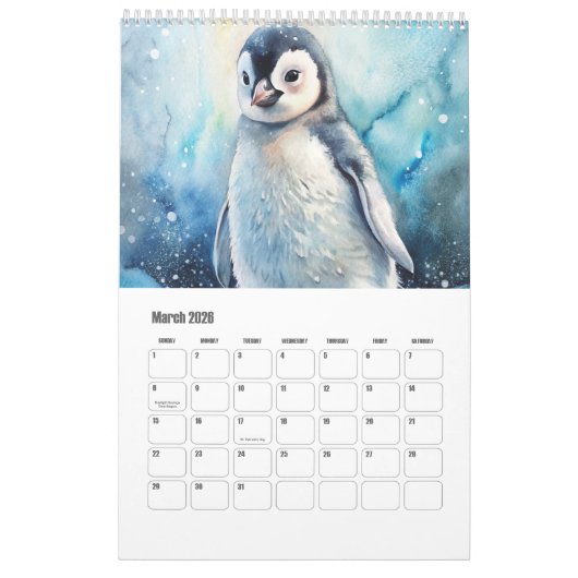 Schneetiere Kalender (Mär 2026)
