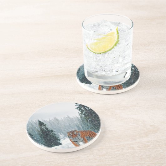 Schneetiger Getränkeuntersetzer (Seite)