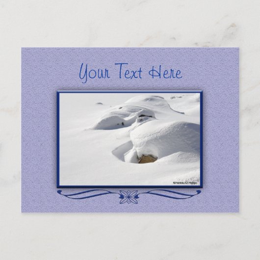 Schneetreiber über Steine Landschaftliches Foto fü Postkarte (Vorderseite)