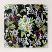 Schneeverfahren & Orchideen: Schwarzes Muster Puzzle (Horizontal)