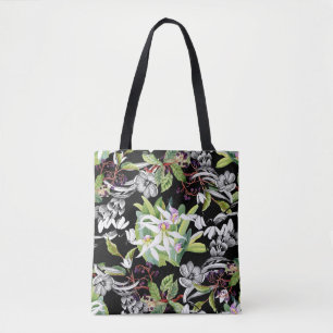 Schneeverfahren & Orchideen: Schwarzes Muster Tasche