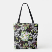 Schneeverfahren & Orchideen: Schwarzes Muster Tasche (Rückseite)