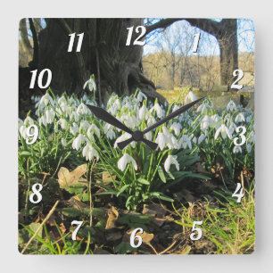 Schneeverfahren unter einem englischen Baum - Quadratische Wanduhr