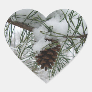 Schneeverzweig Winter Naturfotografie Herz-Aufkleber