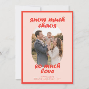 Schneeviel Chaos Süße Familienfoto-Weihnachten Feiertagskarte