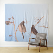 Schneevögel auf einem Bare Winter Branch Wandteppich (Beispiel (Horizontal))