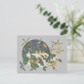 Schneevögel, Holly und Schnee - Weihnachten Postkarte (Stehend Vorderseite)