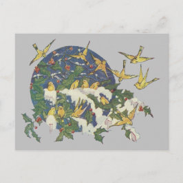 Schneevögel, Holly und Schnee - Weihnachten Postkarte