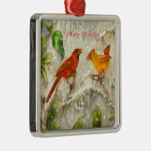 Schneevögel in Kardinälen Ornament Aus Metall (Rechts)