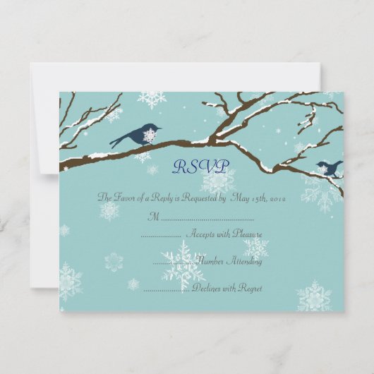 Schneevögel und Schneeflocken Robin Blue UAWG RSVP Karte (Rückseite)