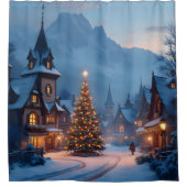 Schneevoller Abend auf dem Platz -  Duschvorhang (Vorderseite)