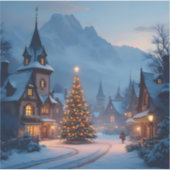 Schneevoller Abend auf dem Platz - Quadratisches V Aufkleber (Vorderseite)