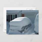 "Schneewagen" auf dem Auto. Blizzard 2010 Postkarte (Vorne/Hinten)