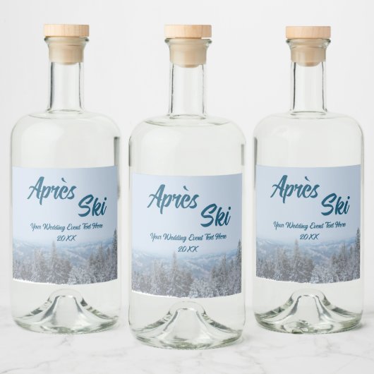 Schneewald Apres Ski Wedding Event Alkoholflaschenetikett (Flaschen)