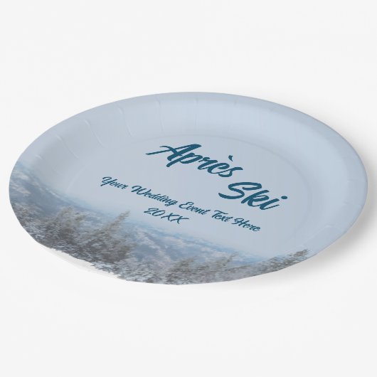 Schneewald Apres Ski Wedding Event Pappteller (Schrägansicht)