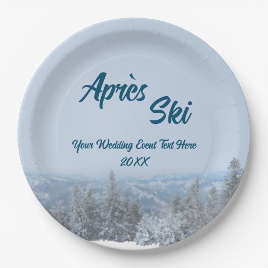 Schneewald Apres Ski Wedding Event Pappteller (Vorderseite)