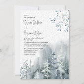 Schneewald Delikate Blätter Winterhochzeit Einladung (Vorderseite)