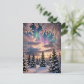 Schneewald, Eiskristalle, Nordlichter Postkarte (Stehend Vorderseite)