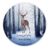 Schneewald Hirsche Weihnachten fühlen individuelle Keramikknauf (Vorderseite)