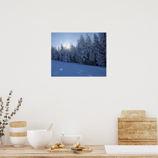 Schneewald im Berg Poster (Küche)