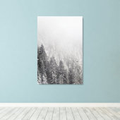 Schneewald in Nebel gewickelt Leinwanddruck (Insitu (Holzboden))