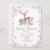 Schneewald Mädchen Dusche Einladung (Vorderseite)