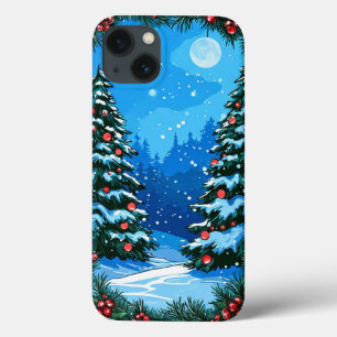 Schneewald mit dekorierten Weihnachtsbäumen Case-Mate iPhone Hülle
