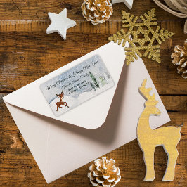 Schneewald mit einem Hirsch Weihnachten Adressaufkleber