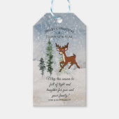 Schneewald mit einem Hirsch Weihnachten Geschenkanhänger (Vorderseite)