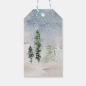 Schneewald mit einem Hirsch Weihnachten Geschenkanhänger (Rückseite)