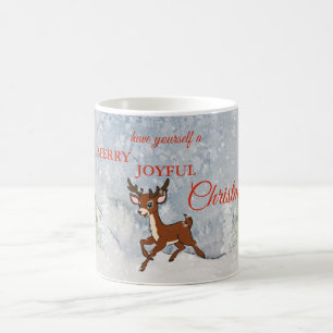 Schneewald mit einem Hirsch Weihnachten Kaffeetasse