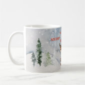 Schneewald mit einem Hirsch Weihnachten Kaffeetasse (Links)